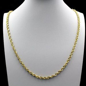 Real 10K Yellow Gold 4mm Rope Chain Necklace 24" inch